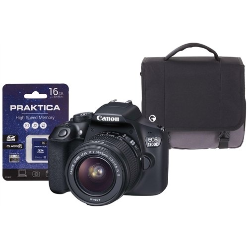 Canon EOS 1300D SLR Camera Kit with EF-S 18-55mm IS II Lens, 16GB SD Card and Case